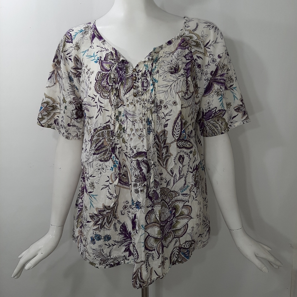 3/$18 Plus 14/16 Avenue Purple Creme White Olive Teal Pleat